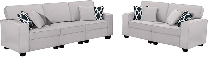 L Lengend Vansen Modular Sectional Sofa U Shaped Couch with Ottoman Modern Reversible Corner Sectional Couch for Living Room (Light Grey, 2+3)