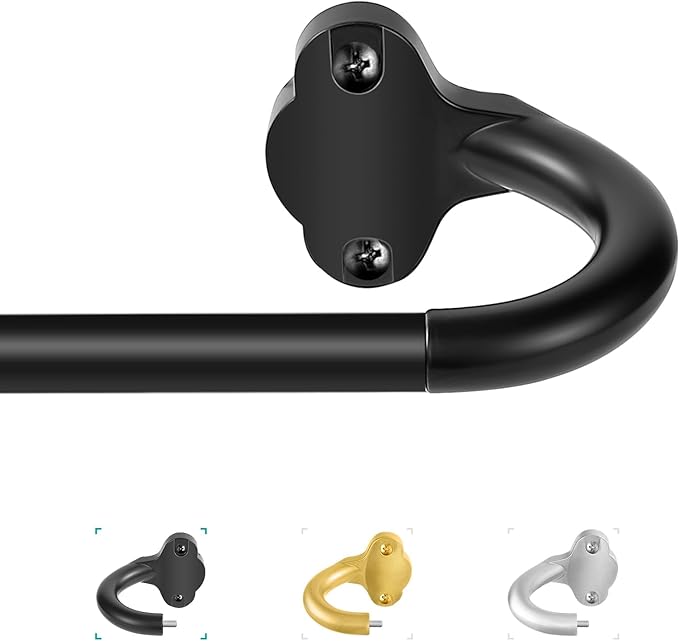 TVWOO Black Wrap Around Curtain Rods:5/8" Small Blackout Adjustable Window by TVWOO