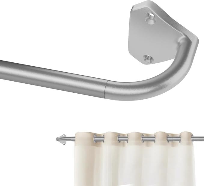 GXOACKJ Silver Curtain Rods for Windows 66 to 120 inch, 5/8 inch Adjustable by GXOACKJ
