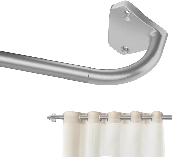 GXOACKJ Silver Curtain Rods for Windows 28 to 60 inch, 5/8 inch Adjustable Wrap by GXOACKJ