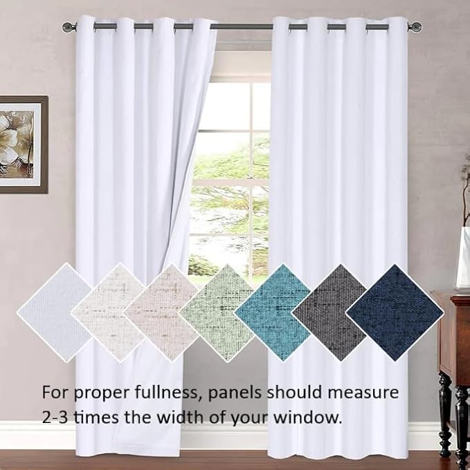 H.VERSAILTEX Linen Blackout Curtains 63 Inches Long 100% Absolutely Blackout - Image 7