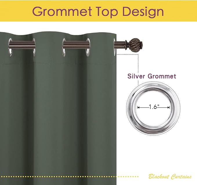 NICETOWN Dark Mallard Blackout Curtain Panels - Image 3