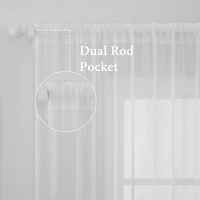 MIULEE White Window Sheer Curtains - Image 2