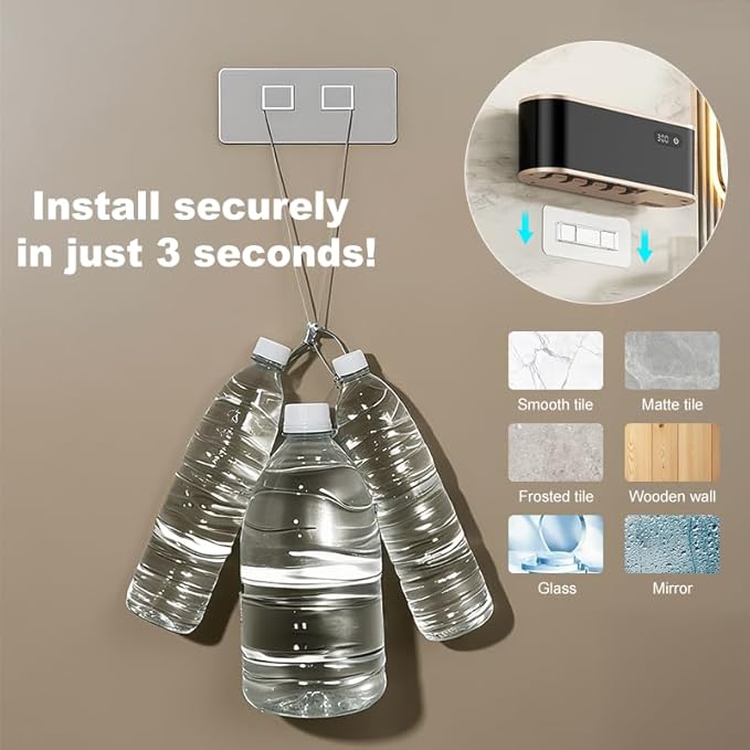 UV Toothbrush Sanitizer Holder for 4 | Wall Mounted Toothbrush Holder for Bathroom with Fan Drying | USB Rechargeable Toothbrush Cleaner & Sterilizer, No Drill Install, Modern Design (Black)