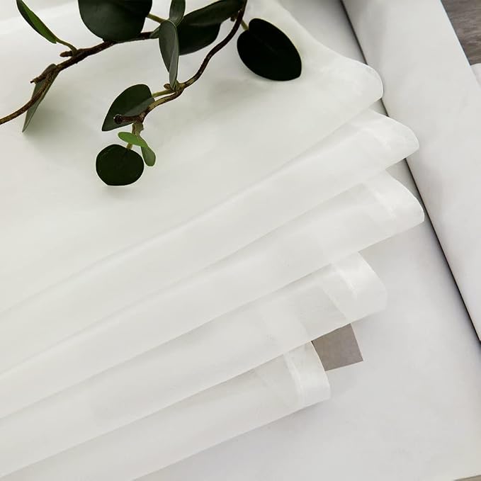 MIULEE Short Sheer Curtains 30 Inch Length 2 Panels, 29 x 30 Inches, Ivory | - Image 5