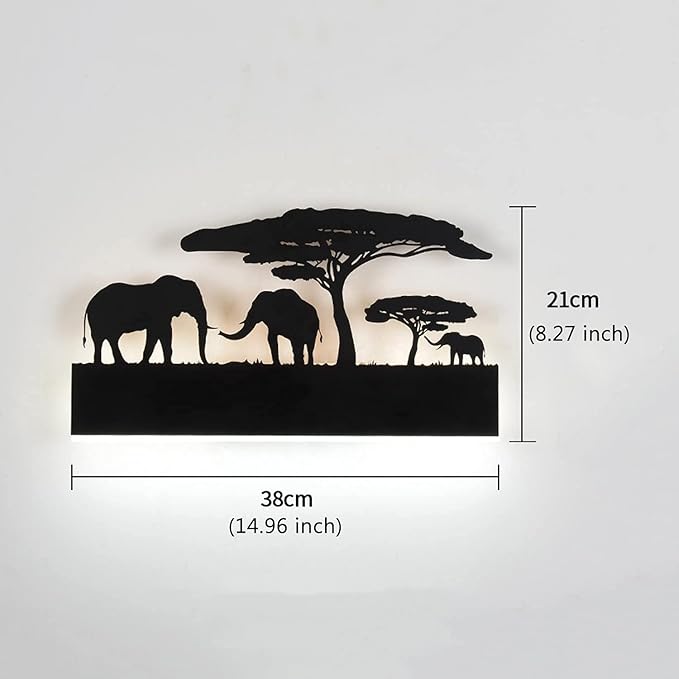 LED Wall Sconce Lamp Indoor Wall Mounted Light Up and Down Rustic Wall Light Animal Wall Lamp for Farmhouse Living Room Bedroom Cabinet Porch, 12W (Elephant)