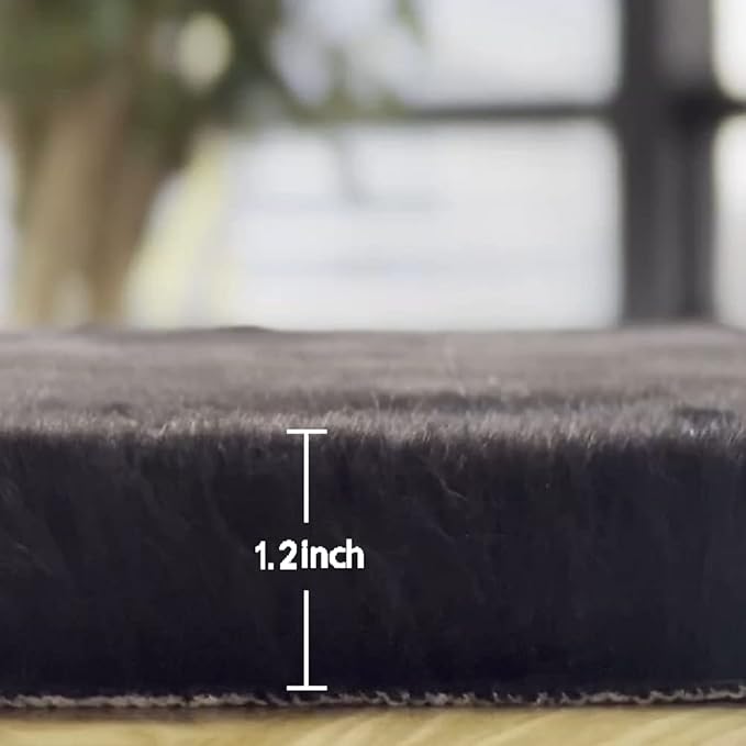 ORINOVA Black Shag Washable Fluffy Fur Area Rugs - Image 2