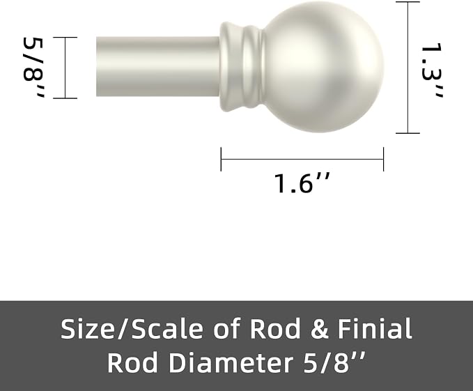 GXOACKJ Curtain Rods for windows 28-78 inch, 5/8 inch Decorative Nickel - Image 3