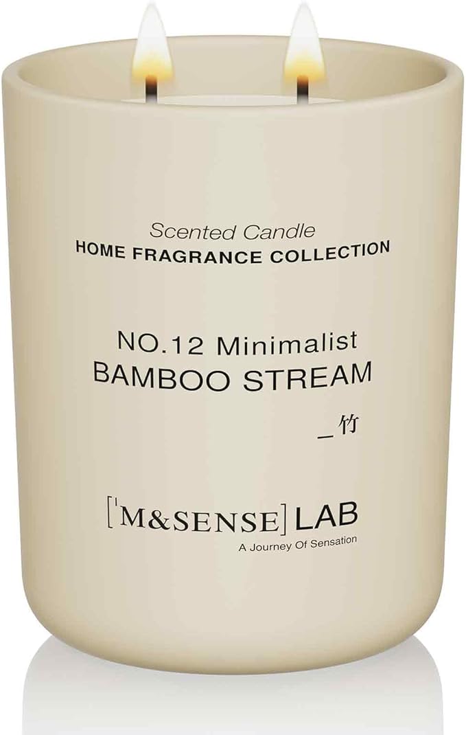M&SENSE Natural Soy Candle| Bamboo Stream | 16.6 oz, 95H Burn | Minimalist Scented Candle for Relaxation, Gifting, Home Décor | for Bedroom, Office, Party Large