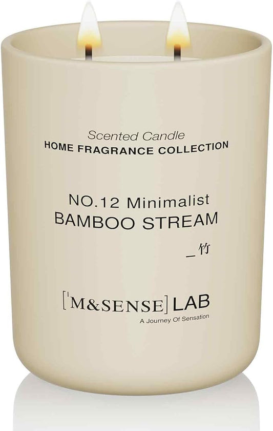 M&SENSE Natural Soy Candle| Bamboo Stream | 16.6 oz, 95H Burn | Minimalist Scented Candle for Relaxation, Gifting, Home Décor | for Bedroom, Office, Party Large