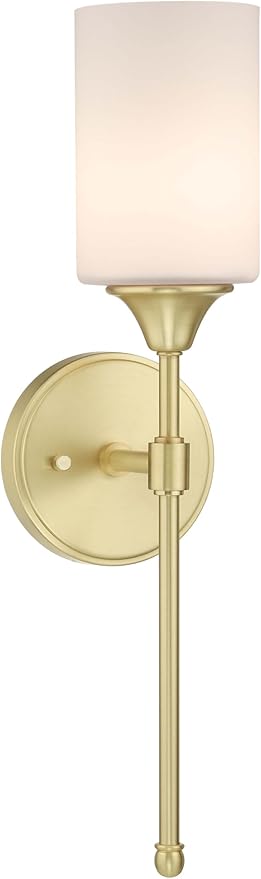 XiNBEi Lighting Wall Sconce, Bathroom Vanity Light with Glass, Classic Wall Fixture Satin Brass Finish for Bathroom XB-W1216-SB