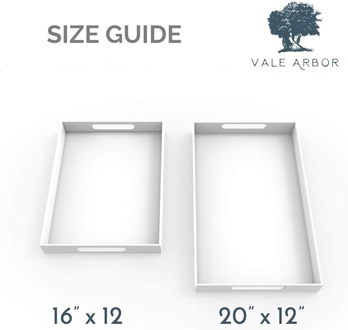 Clear Acrylic Serving Tray for Vanity, Bathroom, Outdoor, Food and Décor with Handles (Rectangle, Small)