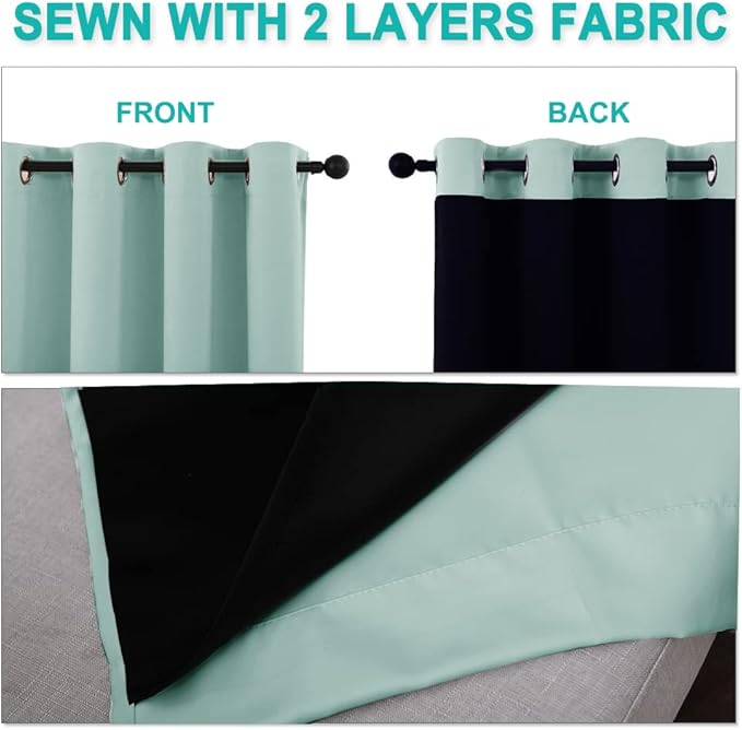 NICETOWN 100% Blackout Blinds, Aqua Blue, Laundry Room Decor Window Treatment - Image 5