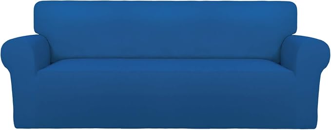 PureFit Stretch Oversized Couch Covers Fleece Sofa Slipcovers Classic Blue | by PureFit