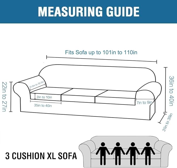 4 Piece Stretch Sofa Covers for 3 Cushion Couch Covers Furniture Slipcovers - Image 2