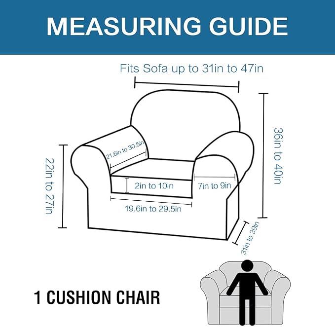 H.VERSAILTEX 2 Piece Chair Cover Stretch Furniture Cover/Armchair Protector - Image 2