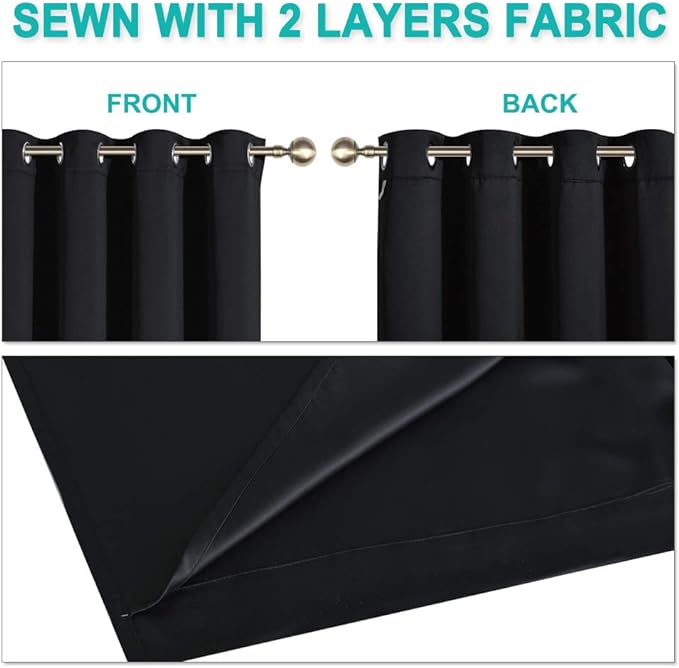 NICETOWN Truly Blackout Curtains 57 inches Length, 2 Thick Layers Completely - Image 5