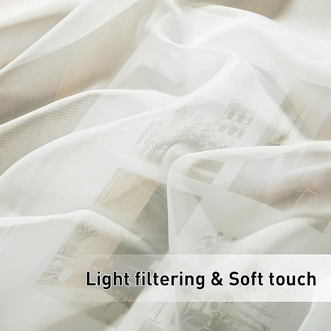 RYB HOME Detachable Sticky Tab Top Outdoor Curtain Sheer - Image 7