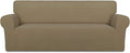 PureFit Stretch Oversized Couch Covers Fleece Sofa Slipcovers Tan | 1-Piece by PureFit