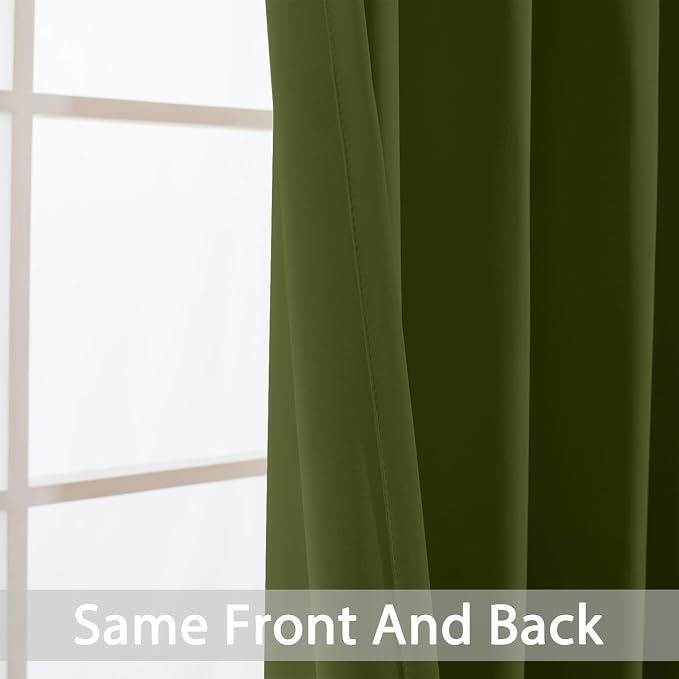 Yakamok Olive Green Curtains 54 Inches Length Blackout Curtain - Image 3