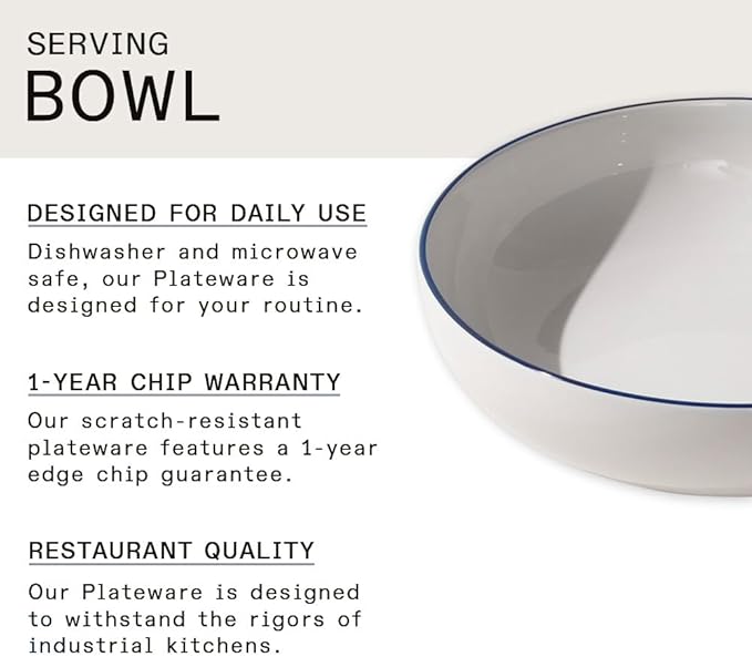 Made In Cookware - Serving Bowl - White With Navy Rim - Porcelain - Crafted in England