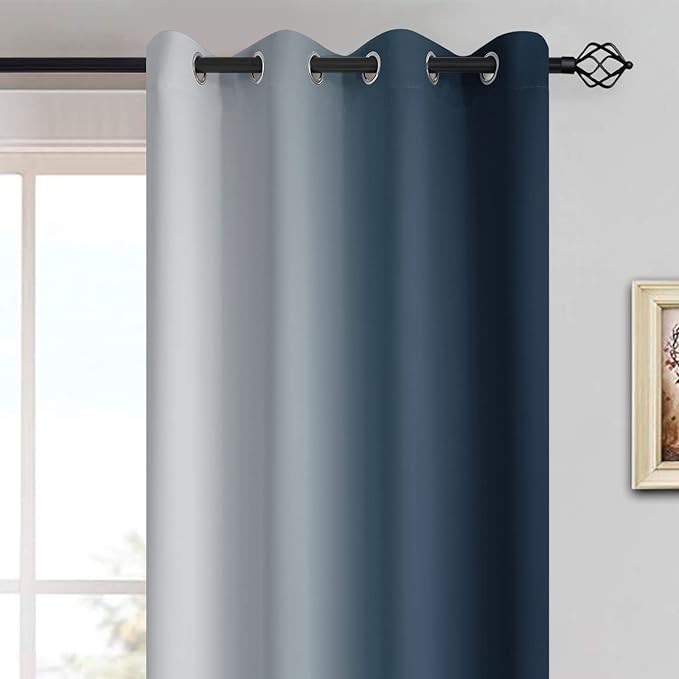 Yakamok Room Darkening Ombre Curtains 96 Inch Length, Light Blocking Grommet - Image 3