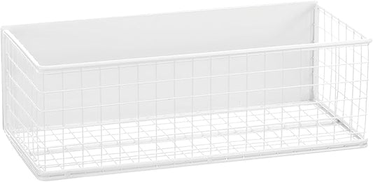 Magnetic Stotage Basket, Magnetic Shelf for Fridge, Magnetic Spice Rack Wire Mesh Magnetic Organizer Holder Accessories for Office Kitchen Classroom Storage,White, 9.44" x 4" x 3.14"