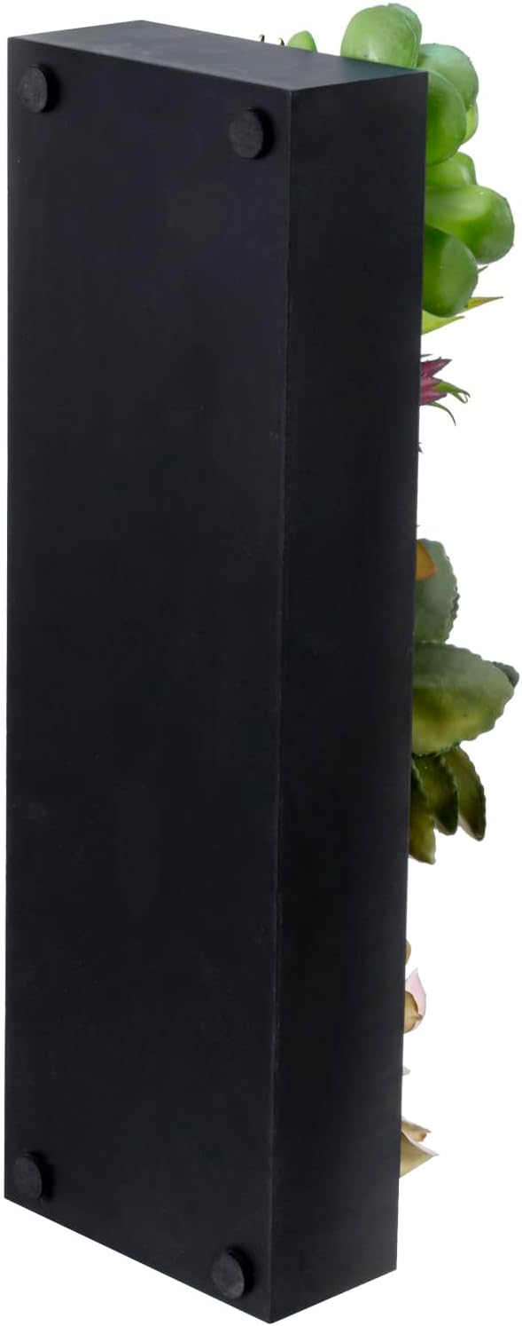 MyGift Artificial Assorted Succulent Arrangement in Rectangular Black Wood Planter Box, Fake Plant Decor