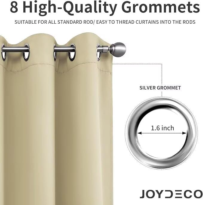 Joydeco Blackout Curtains for Bedroom 72 inch Long 2 Panels, Thermal Insulated - Image 8