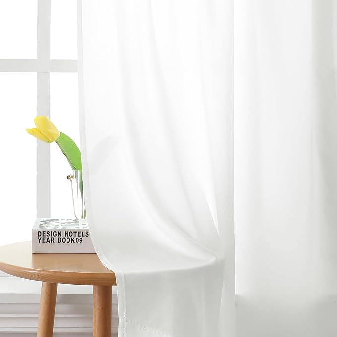 HOMEIDEAS Non-See-Through White Privacy Sheer Kitchen Curtains, 30 X 36 Inches - Image 6
