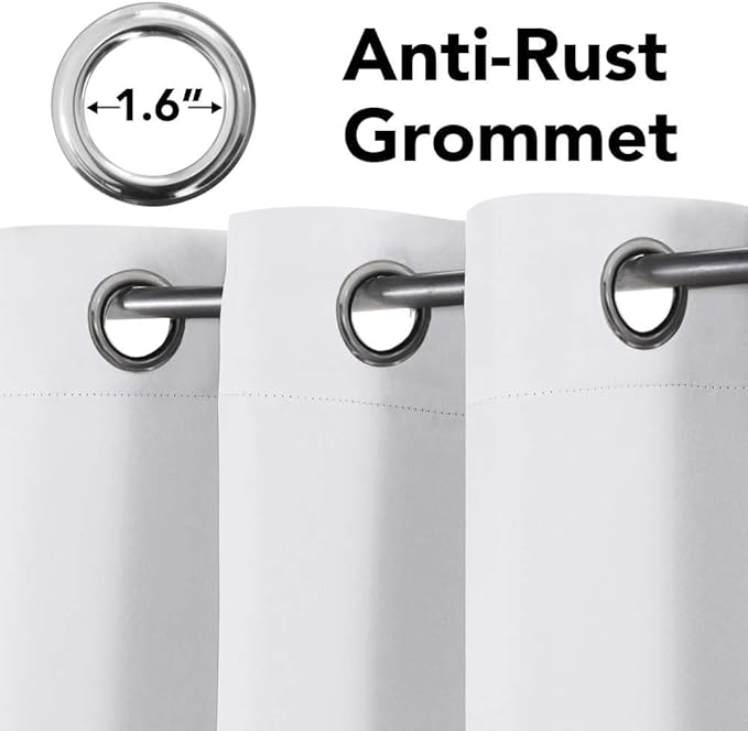 H.VERSAILTEX White Curtains for Bedroom Thermal Insulated Room Darkening Living Room Curtains Grommet Privacy Protection Window Curtain Panels/Drapes for Nursery, 2 Panels, 42x63 Inches, Pure White