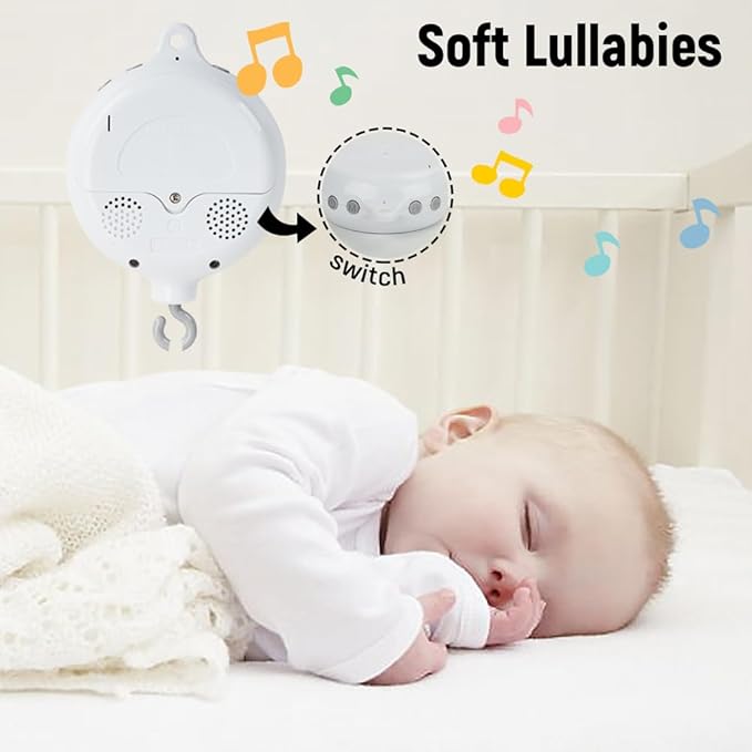 Montessori Mobile Baby for Crib,Black and White Baby Crib Mobile with Music for Boys & Girls,High Contrast Hanging Crib Toys, Newborn Visual Stimulation to Engage