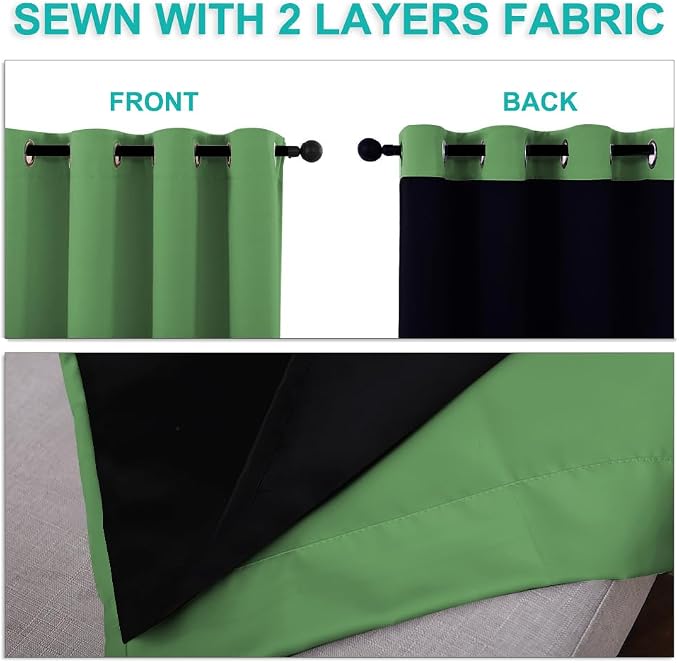 NICETOWN 100% Blackout Blinds, 70 inches x 108 inches, Forest Green, Laundry - Image 5