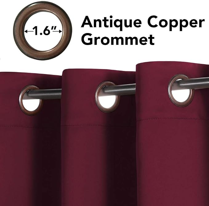 H.VERSAILTEX Burgundy Red Blackout Draperies Curtains Thermal Insulated Window - Image 4