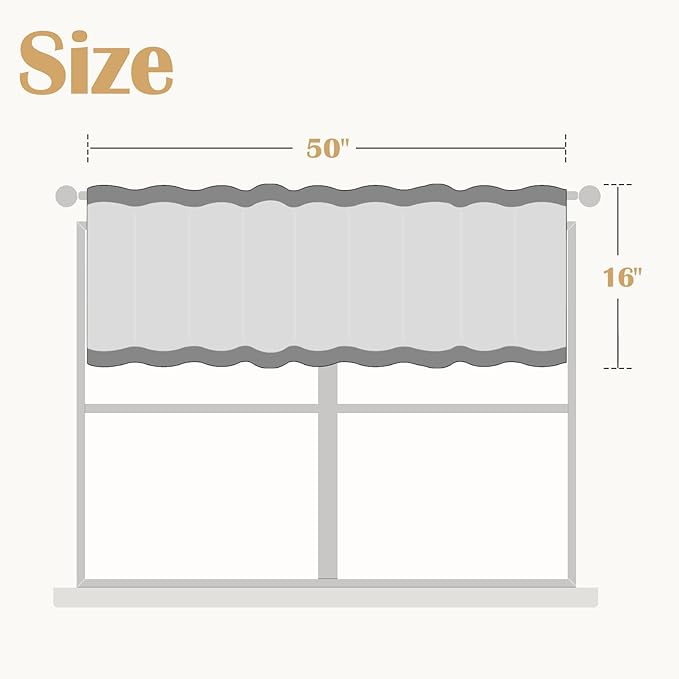 jinchan Striped Valance Farmhouse Window Treatment Linen Textured Drapes - Image 9