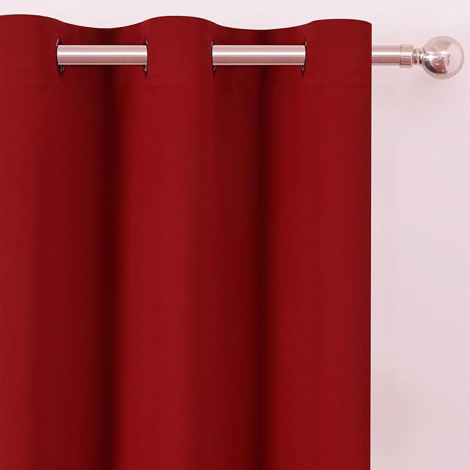 Blackout Curtains 52 x 120 Inch Long Red Curtains Set of 2 Panels Room - Image 6