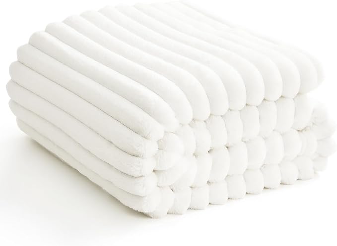 HIMEET Off White Ribbed King Size Blanket by Unknown