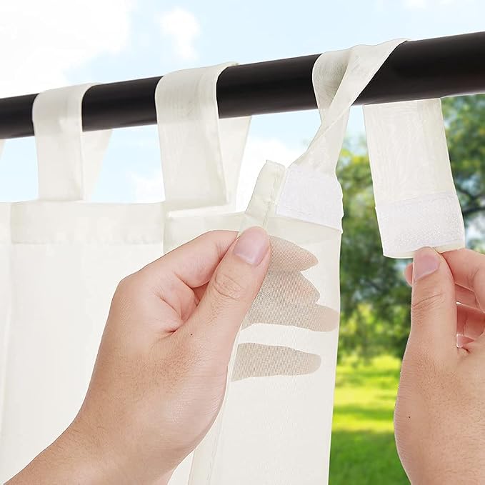 RYB HOME Detachable Sticky Tab Top Outdoor Curtain Sheer by RYBHOME