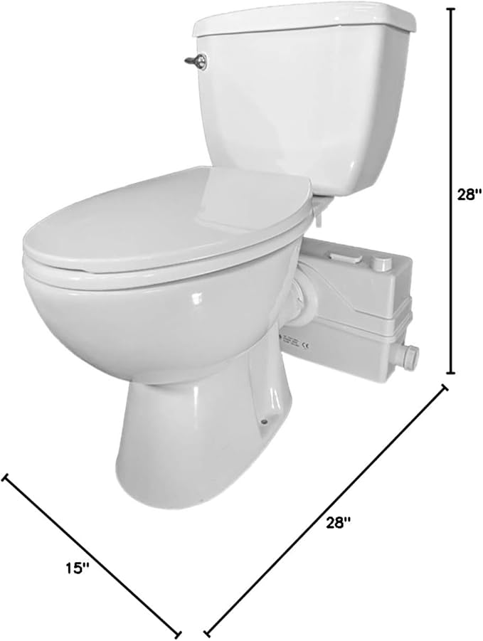 800W/1+HP American Elongated Macerating Toilet Kit with Macerator Pump for Basement Toilet System, 3 - Piece Kit by Lift Assure