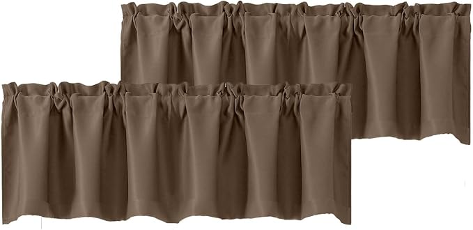 Chyhomenyc Brown Valances for Window, Room Darkening Short Curtains for Kitchen by Chyhomenyc