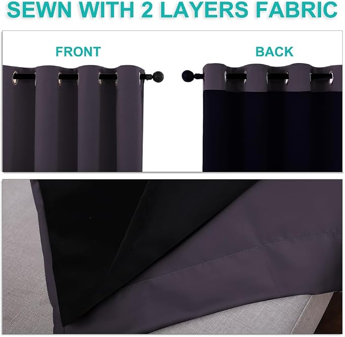 NICETOWN 100% Blackout Curtains 54 inches Long, 1 Pair, 42 inches Width Each - Image 5