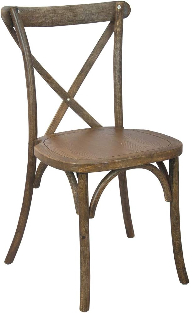 EMMA + OLIVER Hand Scraped Dark Natural X-Back Chair