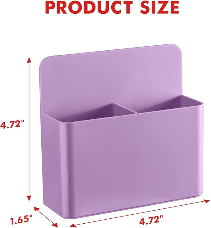 BEYGORM 2 Pack Plastics Magnetic Pen Holder for Refrigerator, Dry Erase Marker Holder for Whiteboard，Magnet School Locker Organizer Accessories, Pencil Cup, Pen Caddy, Classroom Organization(Purple)