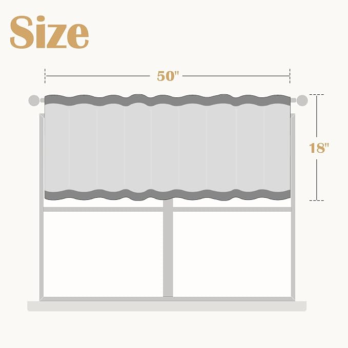 jinchan Linen Valance Curtain Striped Small Window Curtain Double Layer Light - Image 9