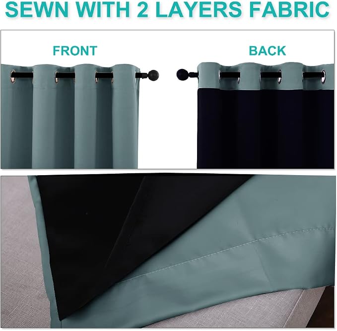 NICETOWN Aqua 100% Blackout Curtains - Image 4