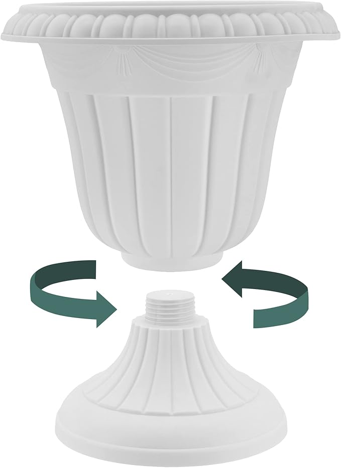 PL00CP Classic Traditional Plastic Urn Planter, 16" x 18", Brushed Copper