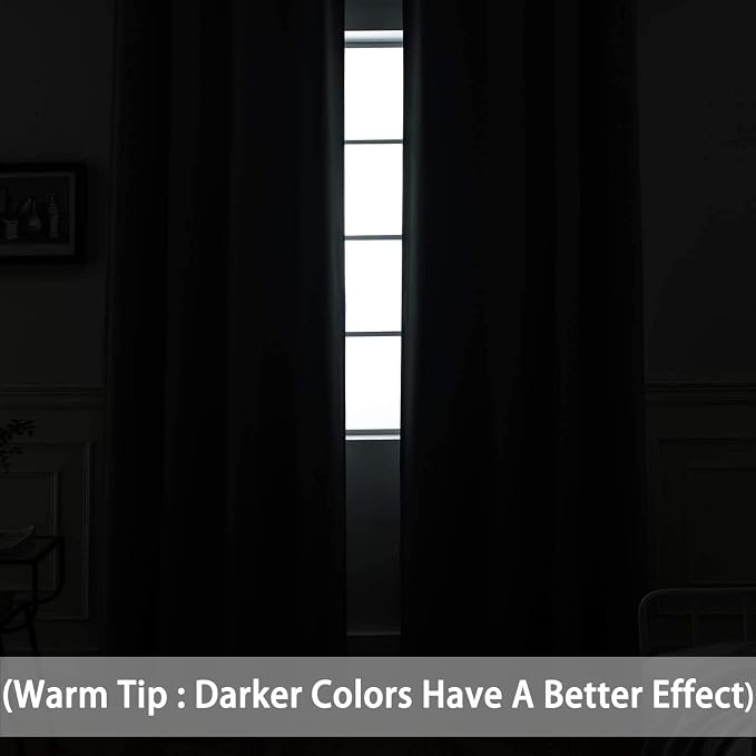 Yakamok Room Darkening Gray Blackout Curtains 84 Inch Long Light Blocking - Image 4