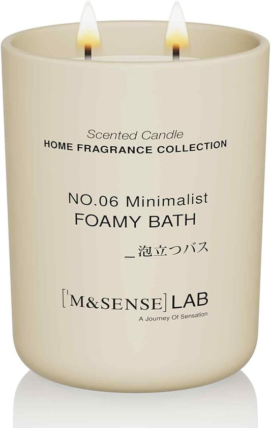 M&SENSE Natural Soy Candle| Foamy Bath | 16.6 oz, 95H Burn | Minimalist Scented Candle for Relaxation, Gifting, Home Décor | for Bedroom, Office, Party Large