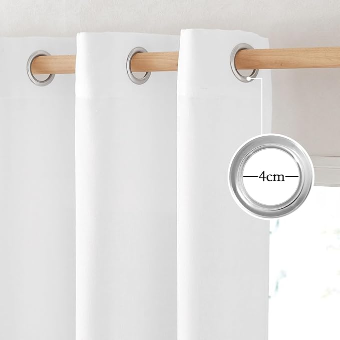 NICETOWN White Linen Doorway Curtains 80 inches Long, Grommet Thick Linen Weave - Image 2