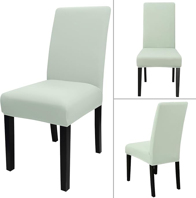 JQinHome Smoke Green Chair Covers for Dining Room Set of 6, High Stretch Removable Washable Parsons Chair Slipcover for Home Party Hotel Wedding Ceremony (6PCS,Smoke Green)